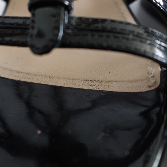 Prada Black Patent Leather Strappy Buckled Wedge Sandals - Picture 9 of 16